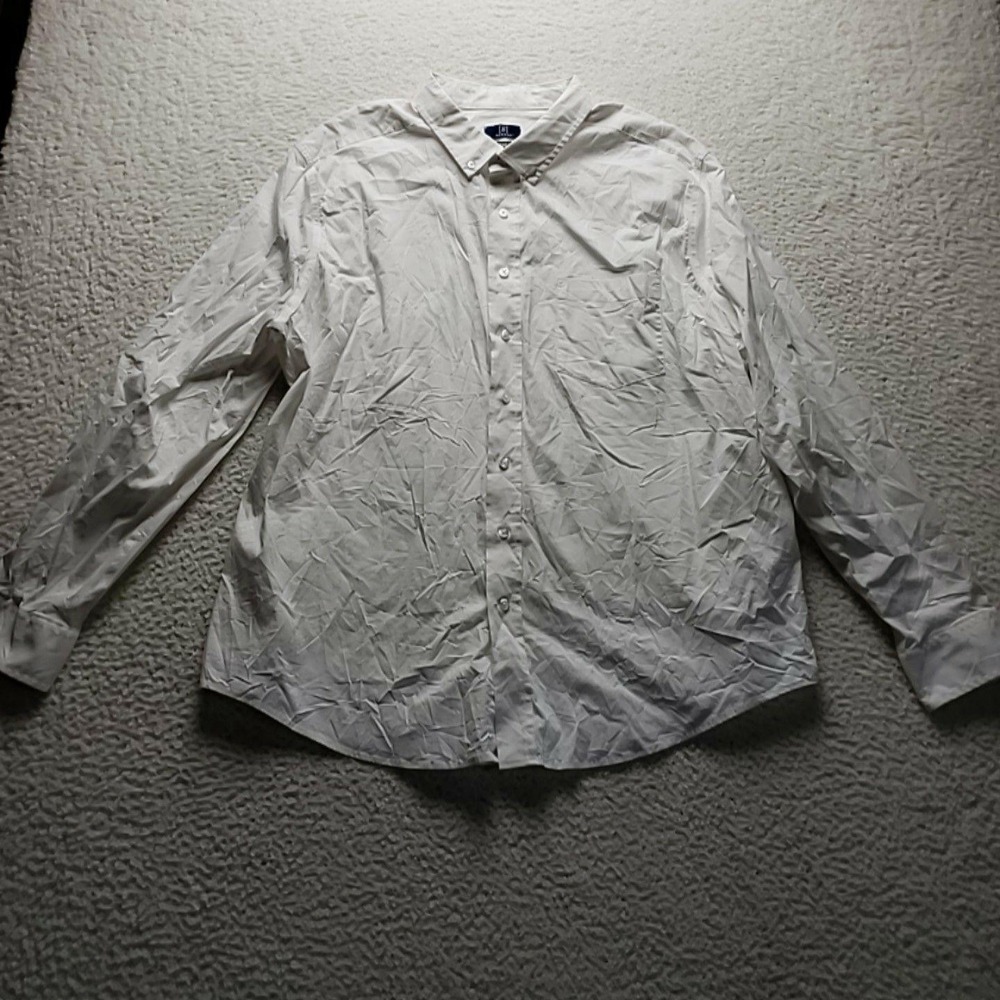 George Dress Shirt Mens 2XL White Solid Classic Fit Stretch Long Sleeve Woven